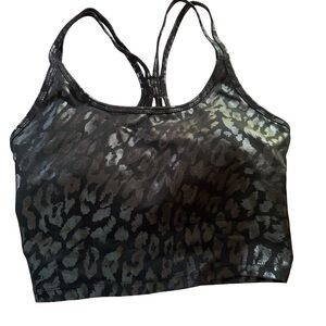Calvin Klein Performance Black Shimmer Animal Print Strappy Sports Bra XS